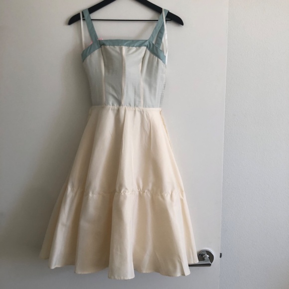 Unique Vintage Sage & Ivory Tulle Swing Cocktail Dress, XS, NWT - Picture 7 of 11